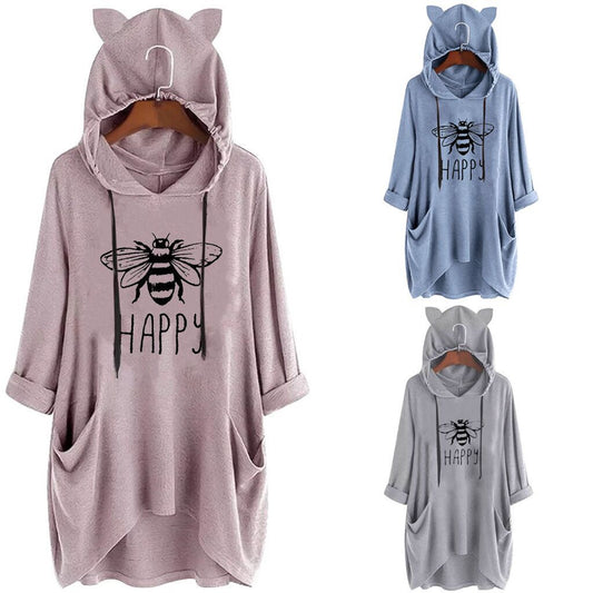 Irregular Hooded Loose Long Sleeve T-Shirt