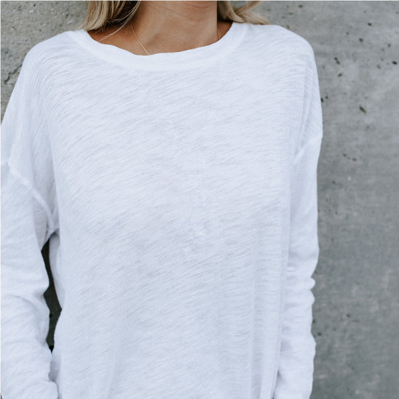 Trendy Women's Long Sleeve T-Shirt in Solid Colors