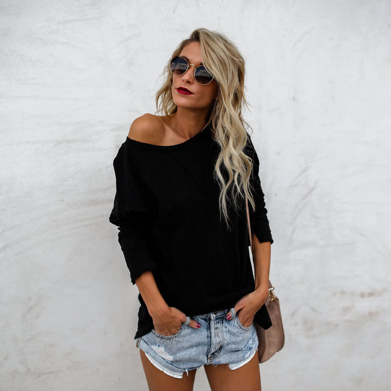 Trendy Women's Long Sleeve T-Shirt in Solid Colors