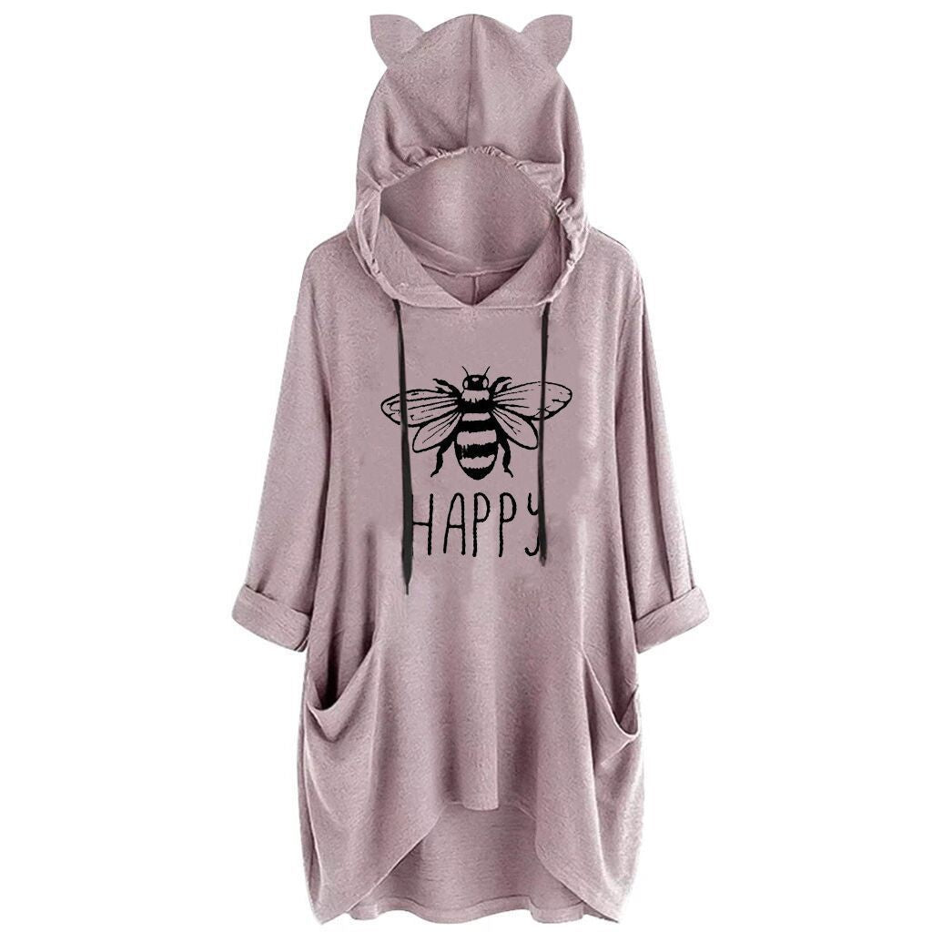 Irregular Hooded Loose Long Sleeve T-Shirt